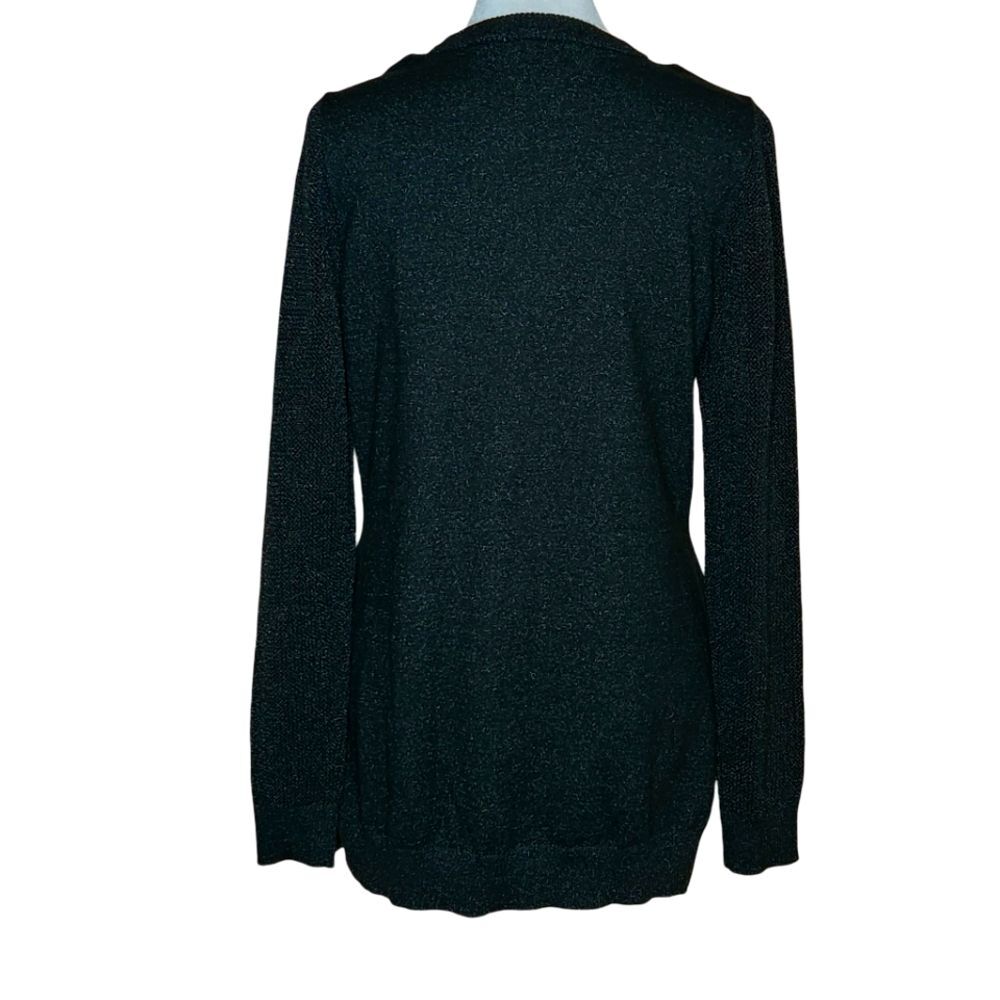 Michael Michael Kors Black Gold Metallic Lace-Up Tunic Sweater Glam Size Small - Picture 4 of 11